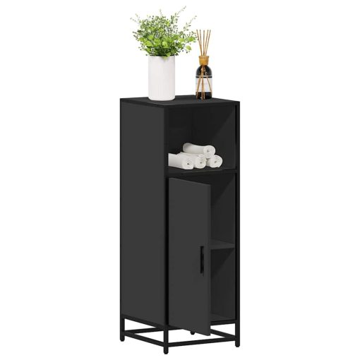 Armadietto Da Bagno Nero 35x37,5x100 Cm In Legno Multistrato