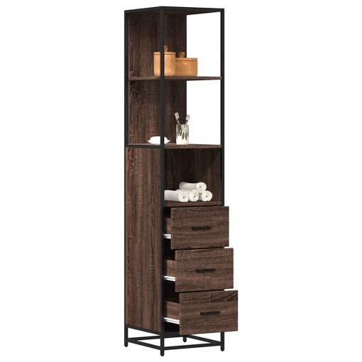 Armadietto Bagno Rovere Marrone 35x37,5x166cm Legno Multistrato