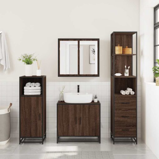 Armadietto Bagno Rovere Marrone 35x37,5x166cm Legno Multistrato - Image 3