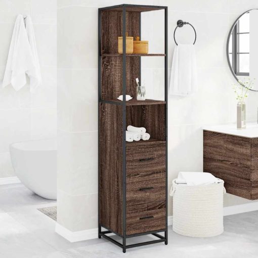 Armadietto Bagno Rovere Marrone 35x37,5x166cm Legno Multistrato - Image 4