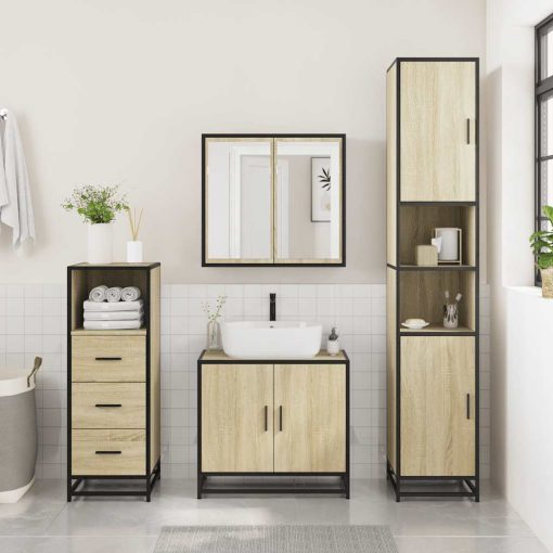 Armadietto Bagno Rovere Sonoma 35x37,5x100 Cm Legno Multistrato - Image 3