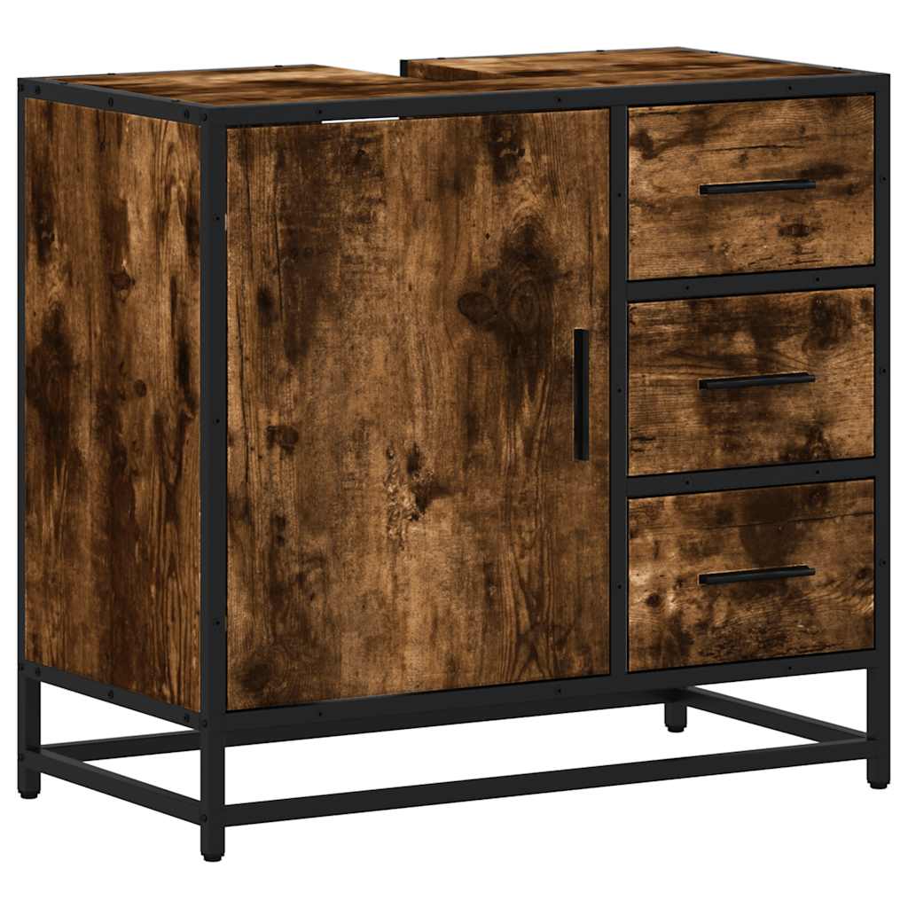 Mobile Lavabo Bagno Rovere Fumo 65x33x60 Cm Legno Multistrato - Image 2