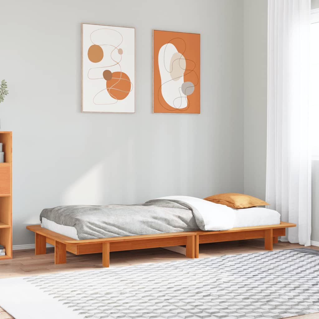 Letto Senza Materasso Marrone Cera 90x200 Cm Legno Di Pino