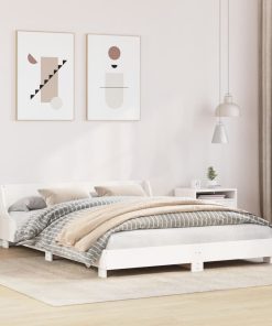 Letto Senza Materasso Bianco 140x190 Cm Legno Massello Di Pino