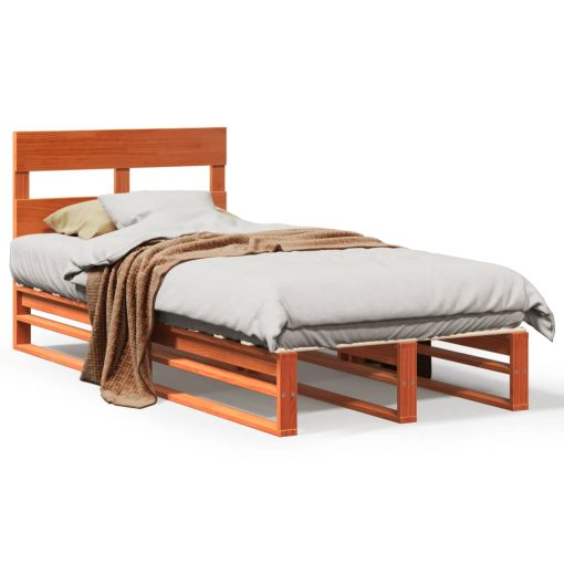 Letto Senza Materasso Marrone Cera 90x200 Cm Legno Di Pino - Image 2