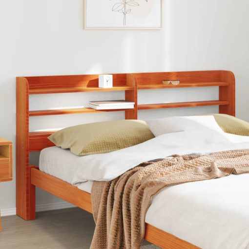 Testiera Con Ripiani Marrone Cera 140 Cm Legno Massello Di Pino