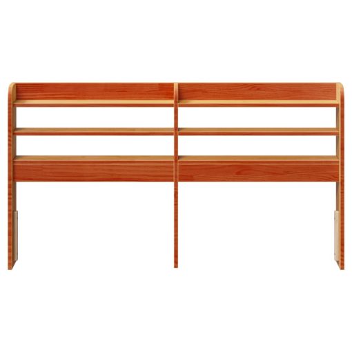 Testiera Con Ripiani Marrone Cera 140 Cm Legno Massello Di Pino - Image 3