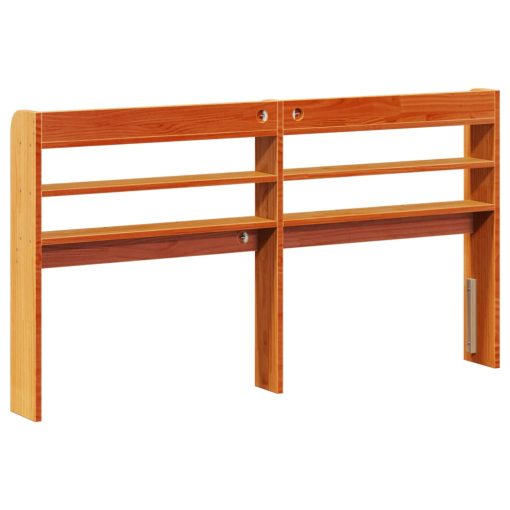 Testiera Con Ripiani Marrone Cera 140 Cm Legno Massello Di Pino - Image 5