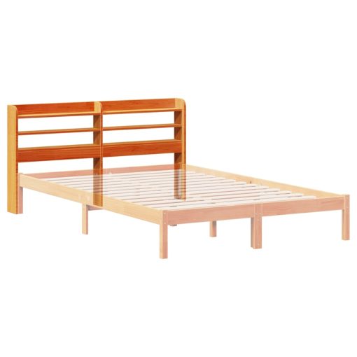 Testiera Con Ripiani Marrone Cera 140 Cm Legno Massello Di Pino - Image 6