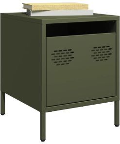 Comodini 2 Pz Verde Oliva 35x39x43,5 Cm In Acciaio