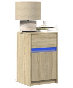 Comodini Con Luci Led 2pz Rovere Sonoma In Legno Multistrato