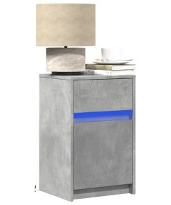 Comodini Con Luci Led 2pz Grigio Cemento In Legno Multistrato