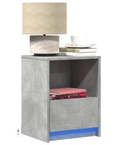 Comodini Con Luci Led 2pz Grigio Cemento In Legno Multistrato