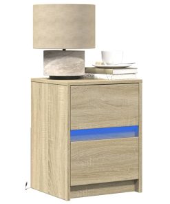 Comodini Con Luci Led 2pz Rovere Sonoma In Legno Multistrato