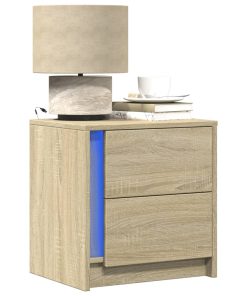 Comodini Con Luci Led 2pz Rovere Sonoma In Legno Multistrato
