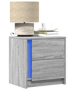 Comodini Con Luci Led 2pz Grigio Sonoma In Legno Multistrato