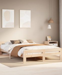 Letto Senza Materasso 160x200 Cm In Legno Massello Di Pino