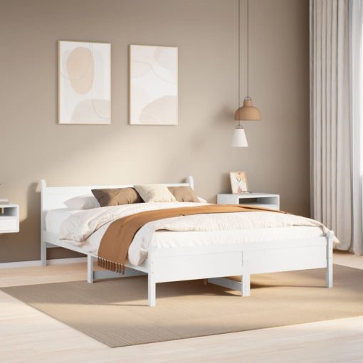 Letto Senza Materasso Bianco 160x200 Cm Legno Massello Di Pino