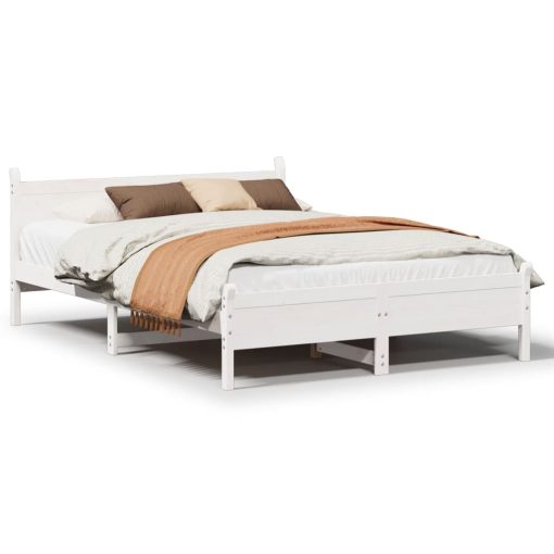 Letto Senza Materasso Bianco 160x200 Cm Legno Massello Di Pino - Image 2