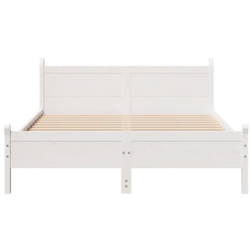 Letto Senza Materasso Bianco 160x200 Cm Legno Massello Di Pino - Image 4