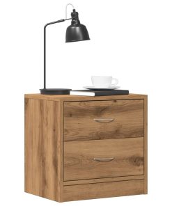 Comodini 2pz Rovere Artigianale 40x30x40 Cm In Truciolato