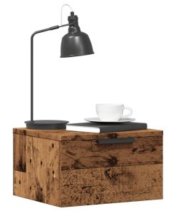 Comodino A Muro Legno Antico 34x30x20 cm