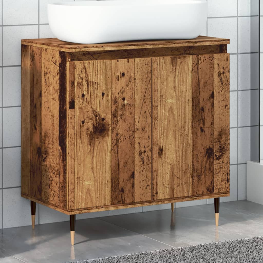 Mobile Da Bagno Legno Antico 58x33x60 Cm In Truciolato