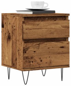 Comodini 2pz Legno Antico 40x35x50 Cm In Legno Multistrato