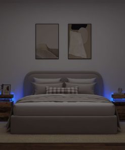 Comodini Con Led 2 Pz Legno Antico 35x39x55 Cm In Truciolato