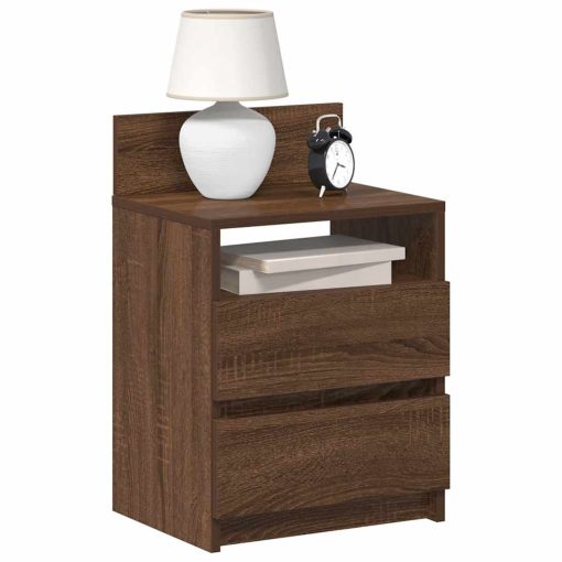 Comodini 2 Pz Con 2 Cassetti Rovere Marrone 40x33x60 cm