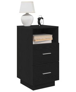 Comodini 2 Pz Con 2 Cassetti Neri 36x36x68 cm