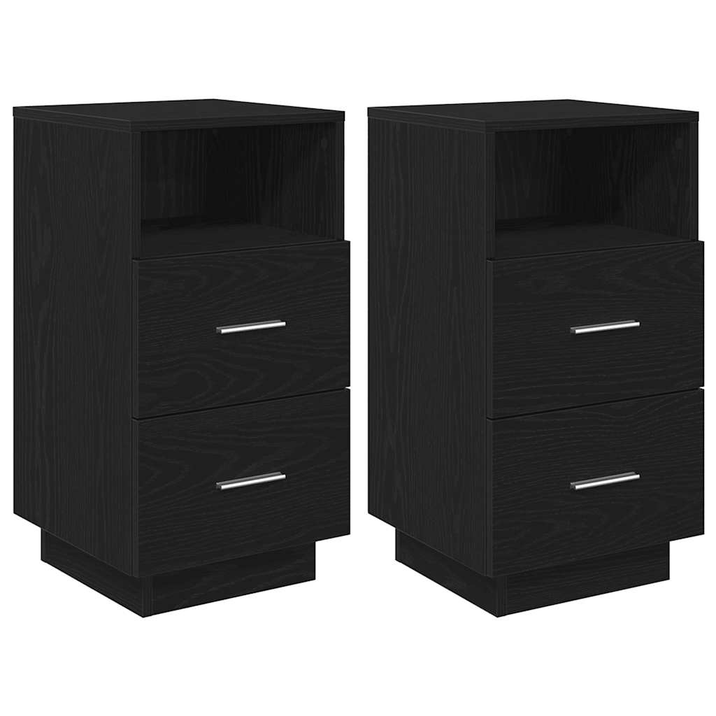 Comodini 2 Pz Con 2 Cassetti Neri 36x36x68 cm - Image 2