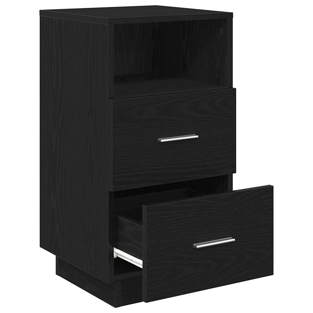 Comodini 2 Pz Con 2 Cassetti Neri 36x36x68 cm - Image 5
