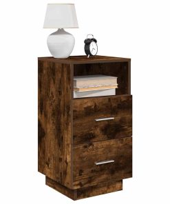Comodini 2 Pz Con 2 Cassetti Rovere Fumo 36x36x68 cm