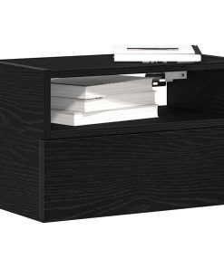 Comodini A Muro 2 Pz Nero 45x26x28,5 cm