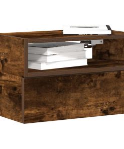 Comodini A Muro 2 Pz Rovere Fumo 45x26x28,5 cm