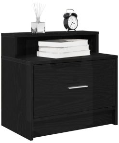Comodini Con Cassetto 2 Pz Rovere Nero 51x31x47 cm
