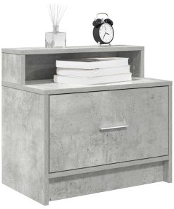 Comodini Con Cassetto 2 Pz Grigio Cemento 51x31x47 cm