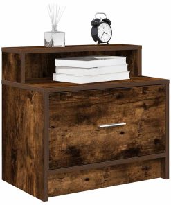 Comodini Con Cassetto 2 Pz Rovere Fumo 51x31x47 cm