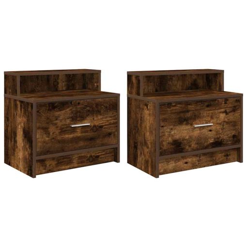 Comodini Con Cassetto 2 Pz Rovere Fumo 51x31x47 cm - Image 2