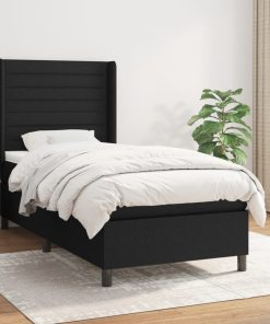 Giroletto A Molle Con Materasso Nero 100x200 Cm In Tessuto