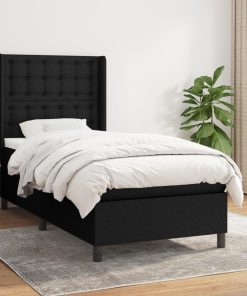 Giroletto A Molle Con Materasso Nero 100x200 Cm In Tessuto
