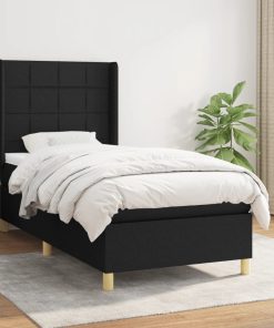 Giroletto A Molle Con Materasso Nero 100x200 Cm In Tessuto