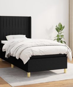 Giroletto A Molle Con Materasso Nero 100x200 Cm In Tessuto