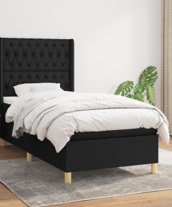 Giroletto A Molle Con Materasso Nero 100x200 Cm In Tessuto