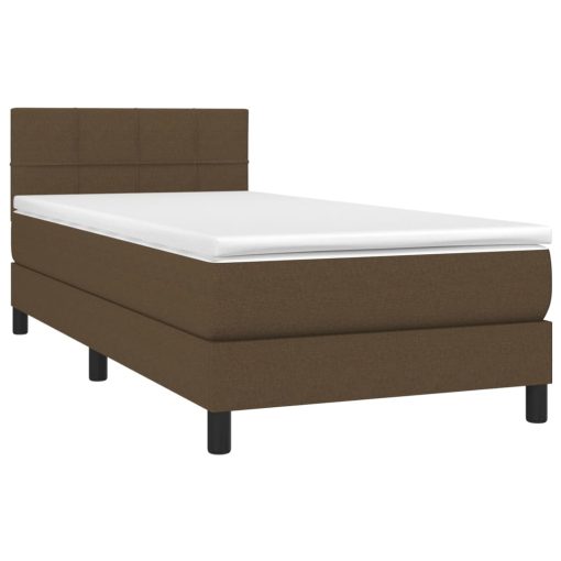 Letto A Molle Materasso E Led Marrone Scuro 100x200 Cm Tessuto - Image 3