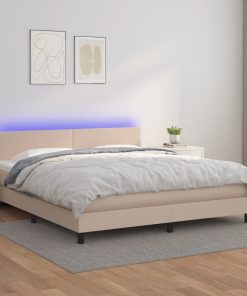 Giroletto Molle Materasso E Led Cappuccino 160x200cm Similpelle