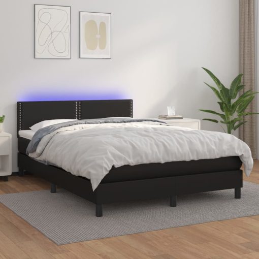 Giroletto A Molle Con Materasso E Led Nero 140x190cm Similpelle
