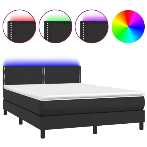 Giroletto A Molle Con Materasso E Led Nero 140x190cm Similpelle - Image 2