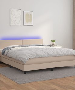 Giroletto Molle Materasso E Led Cappuccino 160x200cm Similpelle